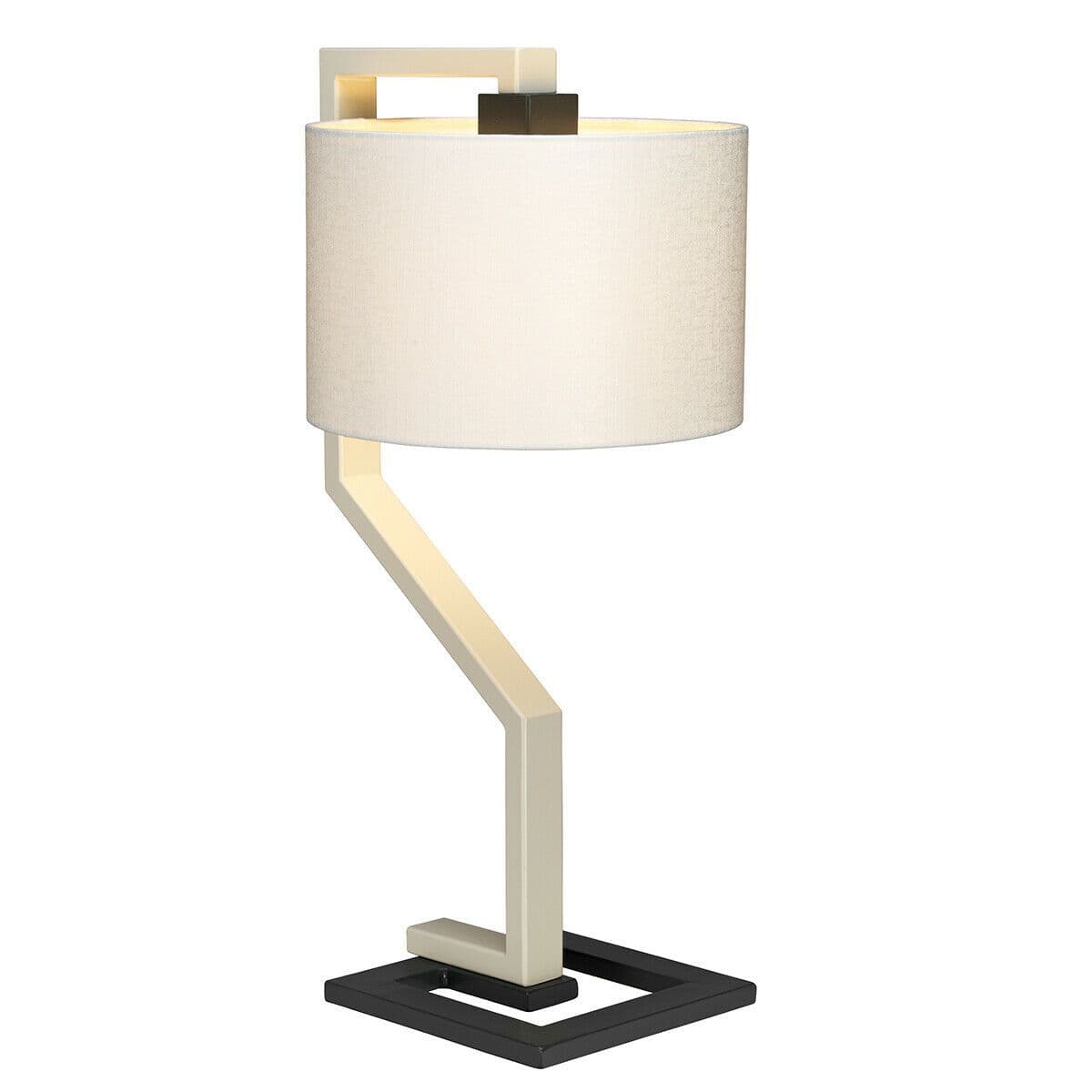 Table Lamp Light Ivory Shade Cream And Dark Grey Painted Metal Base LED E27 60W
