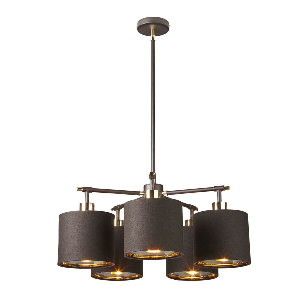 5 Bulb Chandelier LIght Brown Highly Polished Brass LED E27 40W