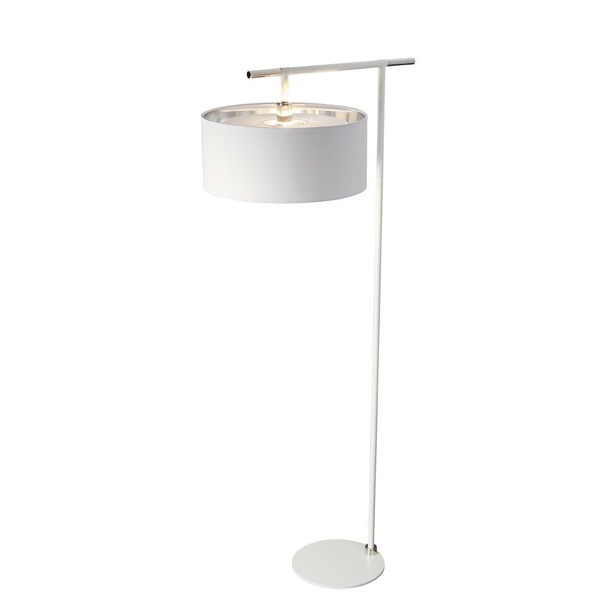 Floor Lamp Shade Metallic Lining White Polished Nickel LED E27 60W