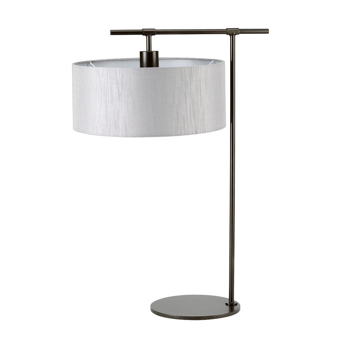 Table Lamp Grey Cylinder Shade Modern Style Dark LED E27 60W Bulb