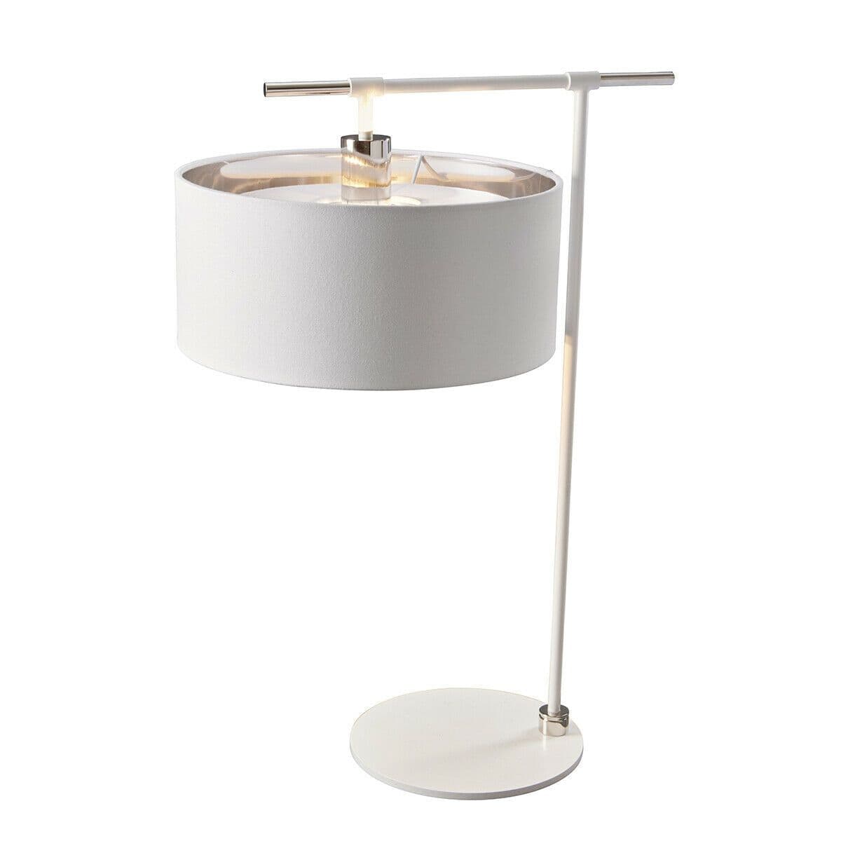 Table Lamp Silver Metallic Lined Shade Highly Polished Nickel LED E27 60W
