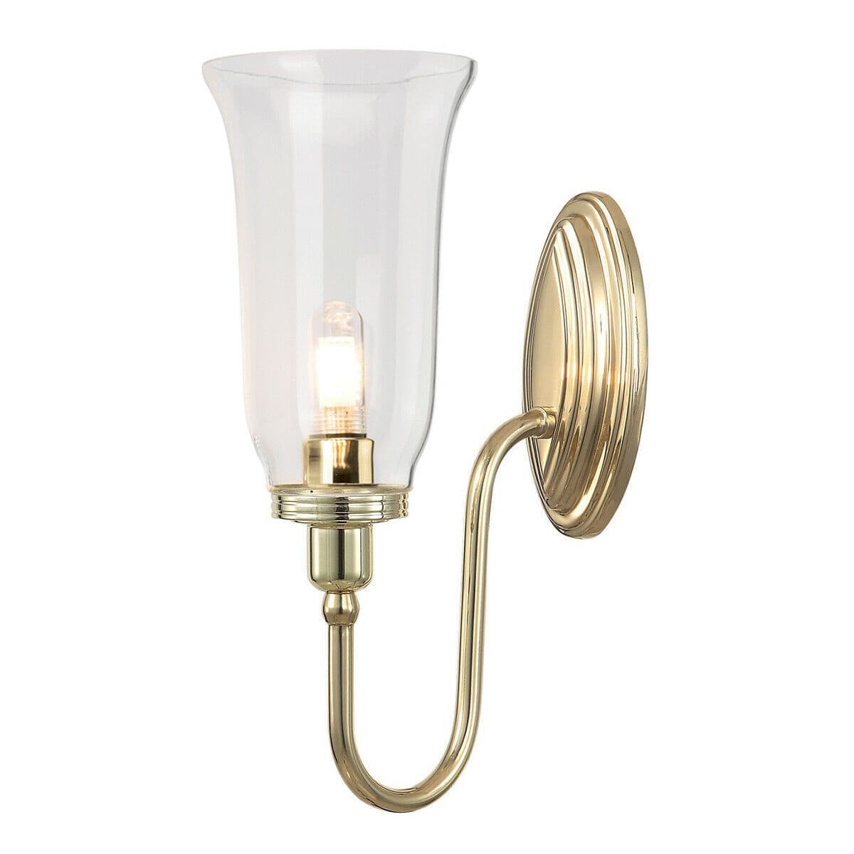 IP44 Tall Flute Style Glass Cup Highly Polished Brass LED G9 3.5W