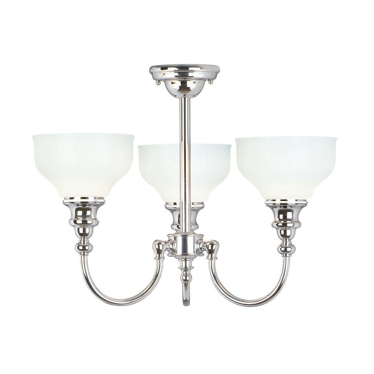 IP 44 3 Bulb Chandelier Glass Shades Polished Chrome LED G9 3.5W