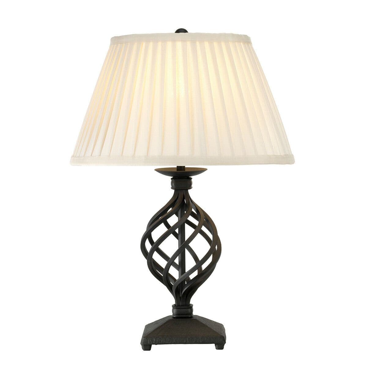 Table Lamp White Shade Included Hand Crafted Swirl Base Design LED E27 60W