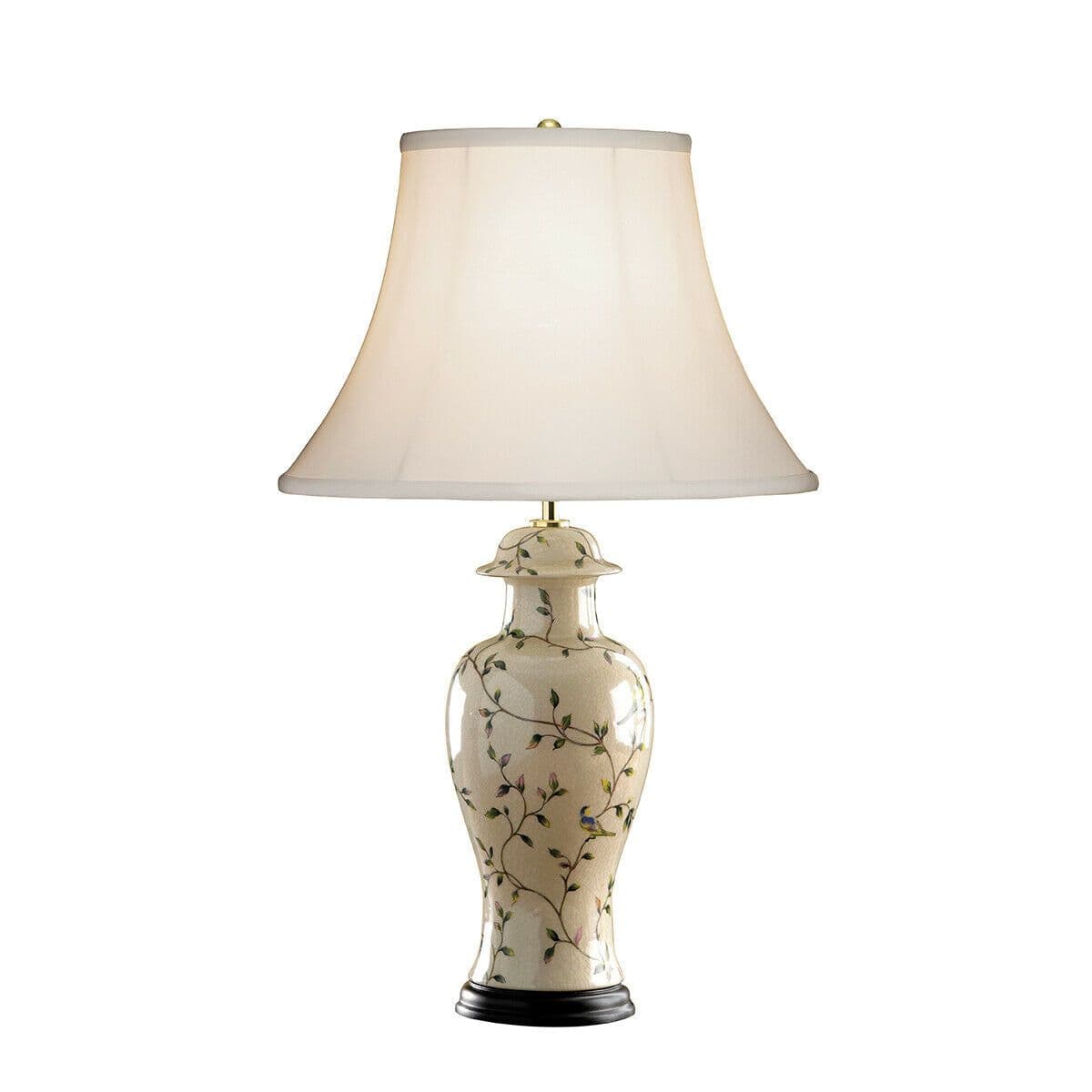 Table Lamp Gold Bird Pattern Double Pleat Shade LED E27 60W