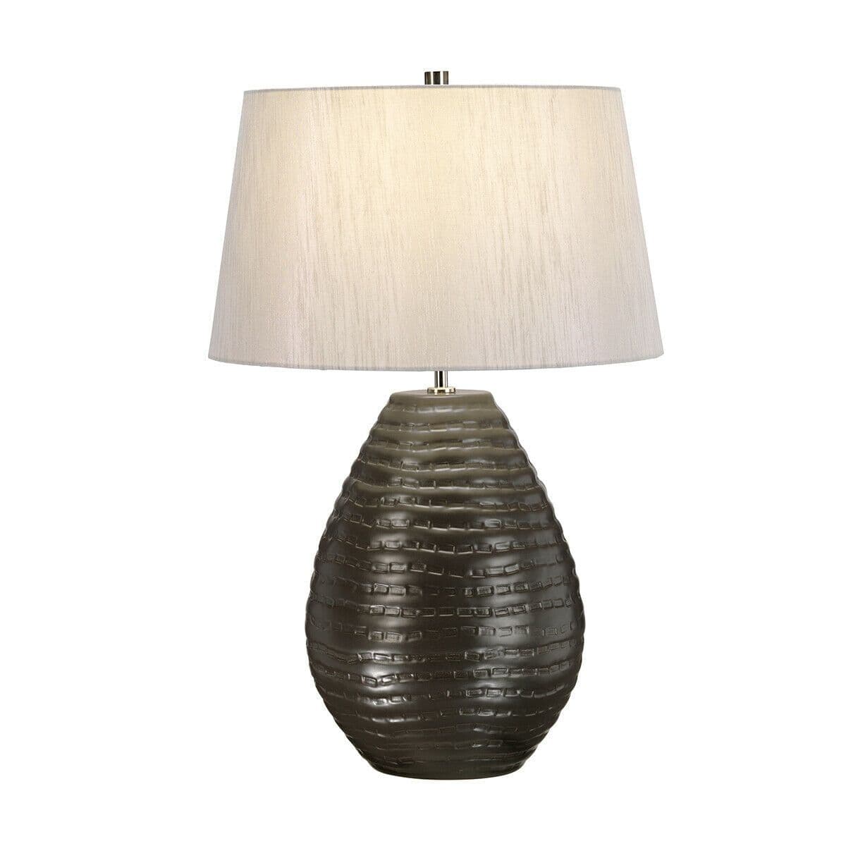 Table Lamp Textured Graphite Faux Silk Shade Included LED E27 60W