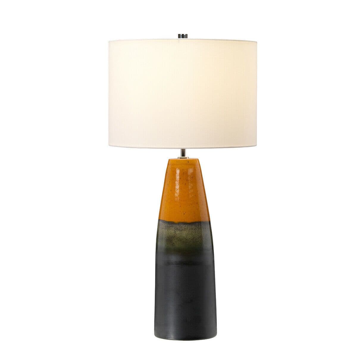 Table Lamp & Graphite Tapered Vase Ivory Drum Shade LED E27 60W Bulb