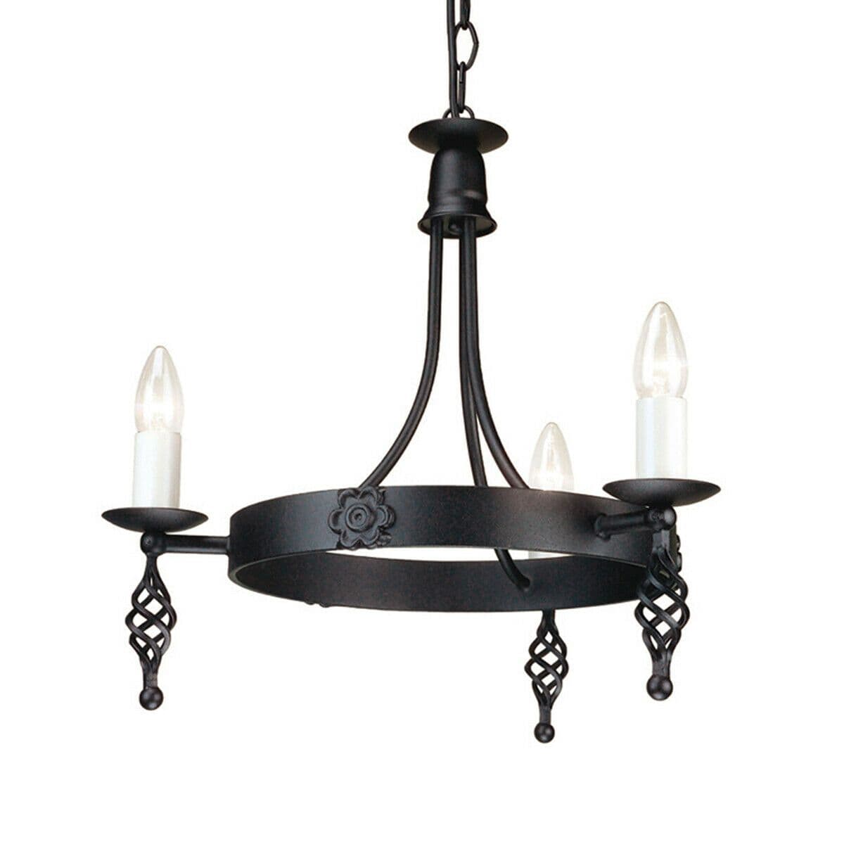 3 Bulb Chandelier Light Medieval Style Scroll Finials LED E14 60W