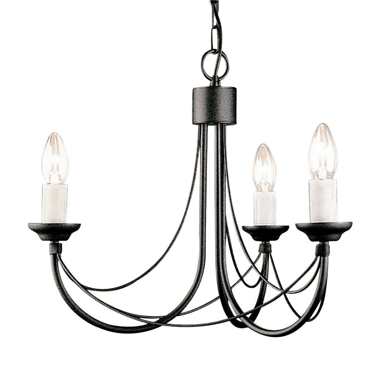 3 Bulb Chandelier Light Gothic Style Ivory Candle Tube LED E14 60W