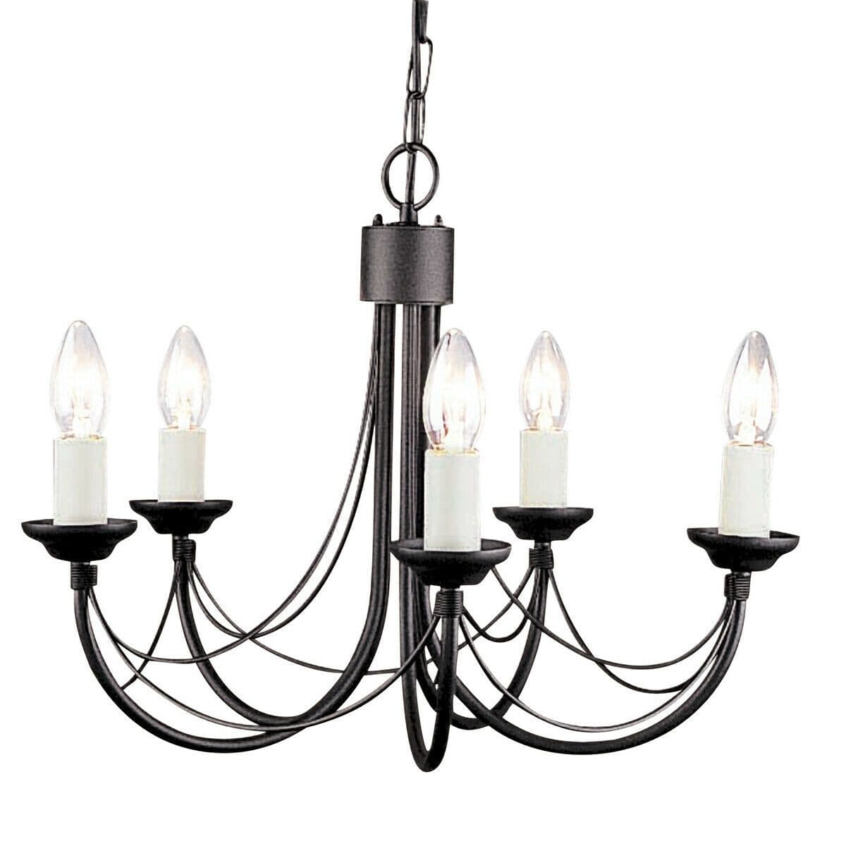 5 Bulb Chandelier Light Gothic Style Ivory Candle Tube LED E14 60W