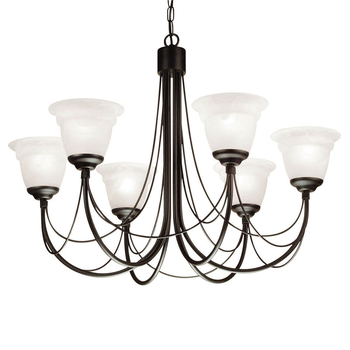 6 Bulb Chandelier Light Gothic Style Ivory Candle Tube LED E14 60W