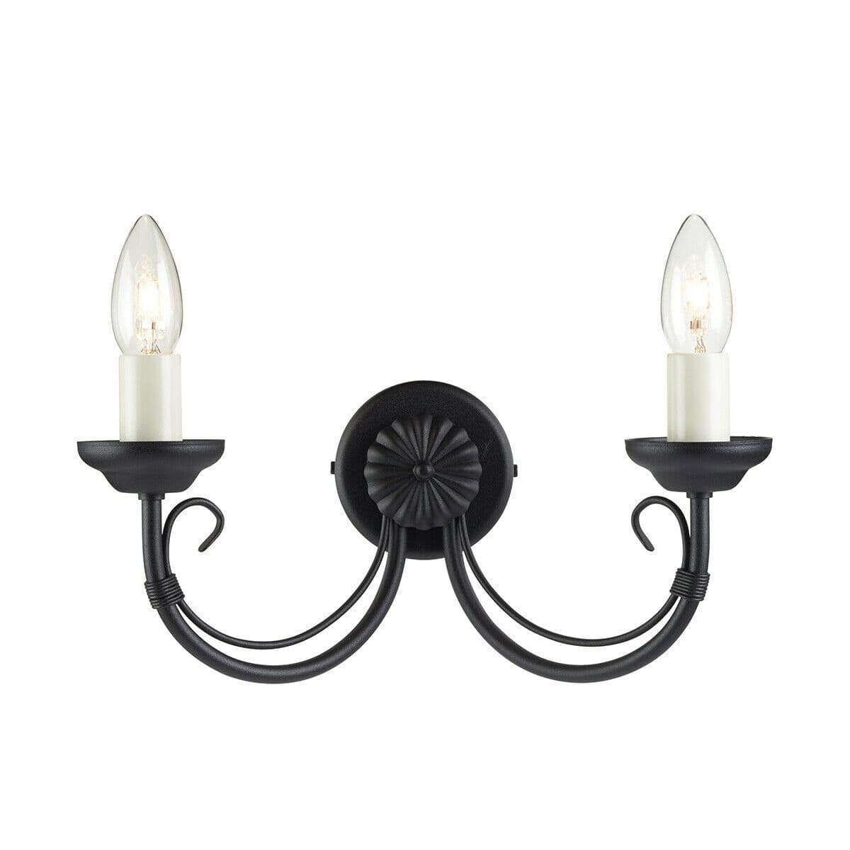 Twin Wall Light Gothic Style Wire Bound Arm Ivory Candle Tube LED E14 60W