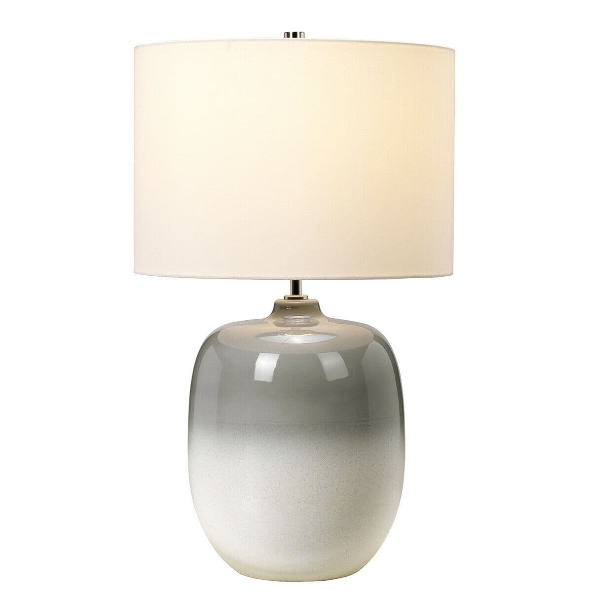 Table Lamp Ivory Shade Light Grey Chalk White LED E27 60W Bulb