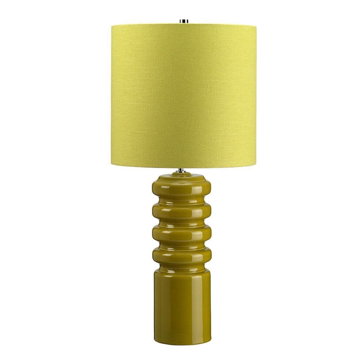 Table Lamp Lime Green Glaze Green Linen Shade Lime LED E27 60W Bulb