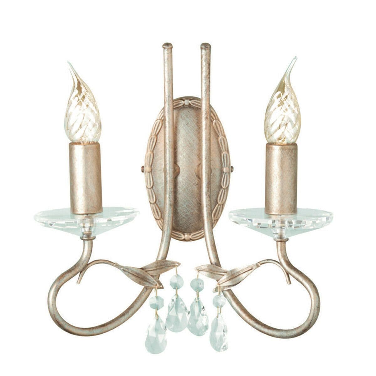 Twin Wall Light Crystal Drops & Cut Glass Sconces Silver Gold Finish LED E14 60W