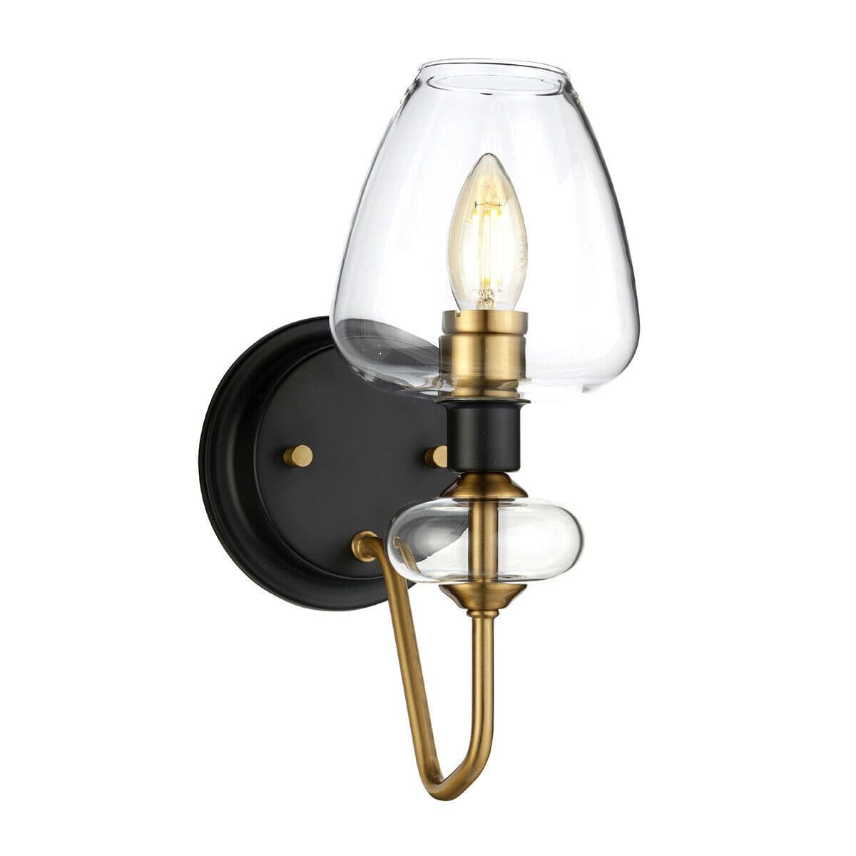 Wall Light Aged Brass Finish Plated Charcoal Paint LED E14 40W