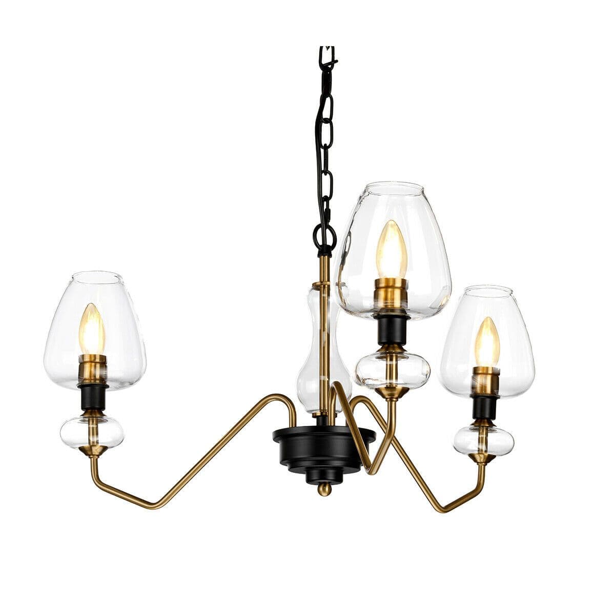 3 Bulb Pendant Light Fitting Aged Brass Finish Charcoal Paint LED E14 40W