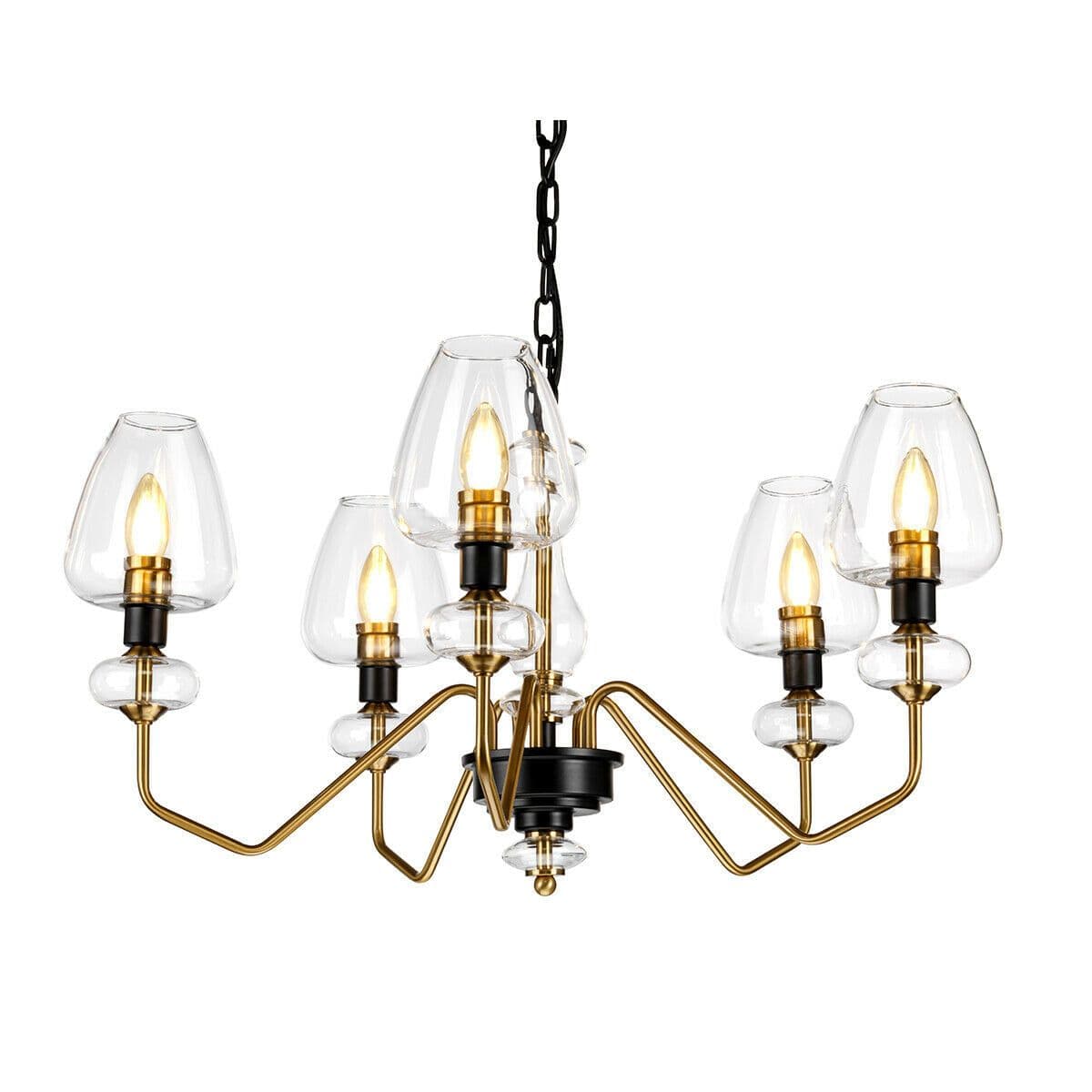 5 Bulb Chandelier Aged Brass Finish Plated Charcoal Paint LED E14 40W