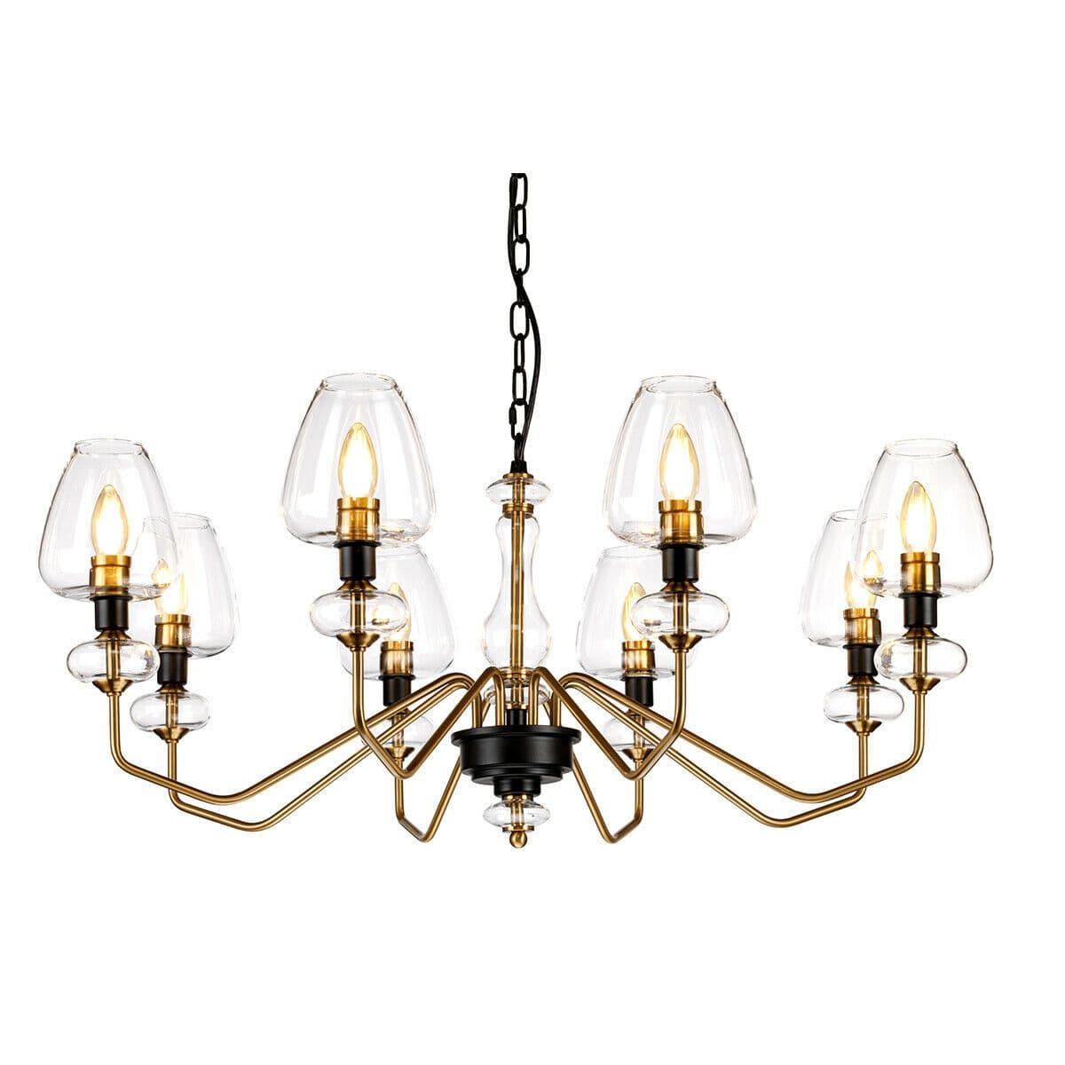 8 Bulb Chandelier Aged Brass Finish Plated Charcoal Paint LED E14 40W