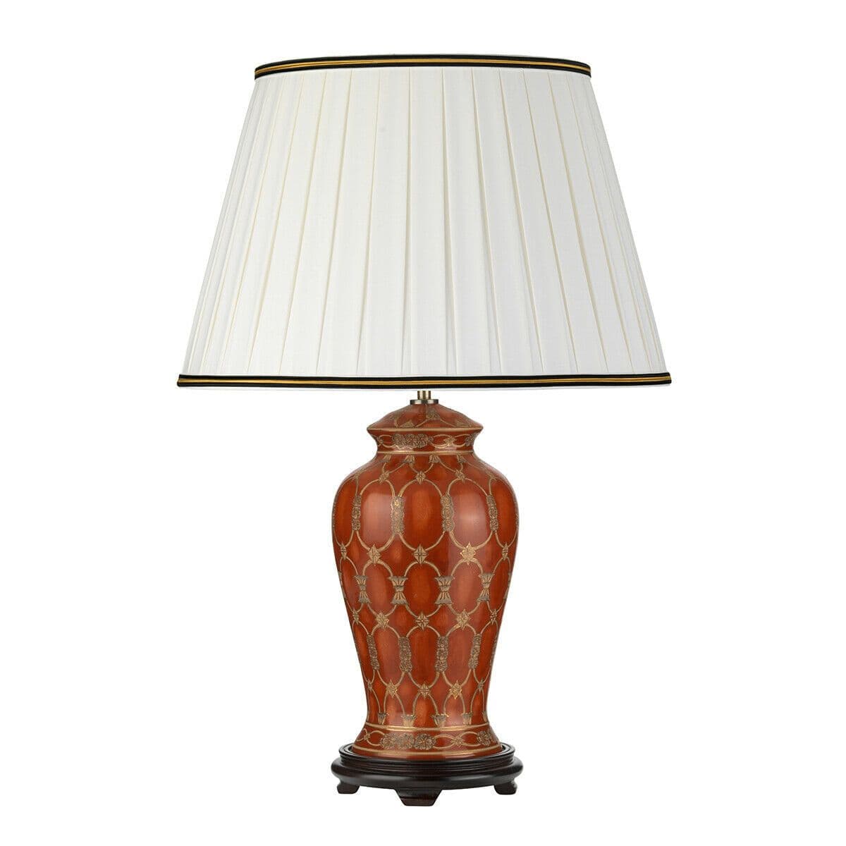 Table Lamp Ivory Gold trim Shade Terracotta LED E27 60W Bulb