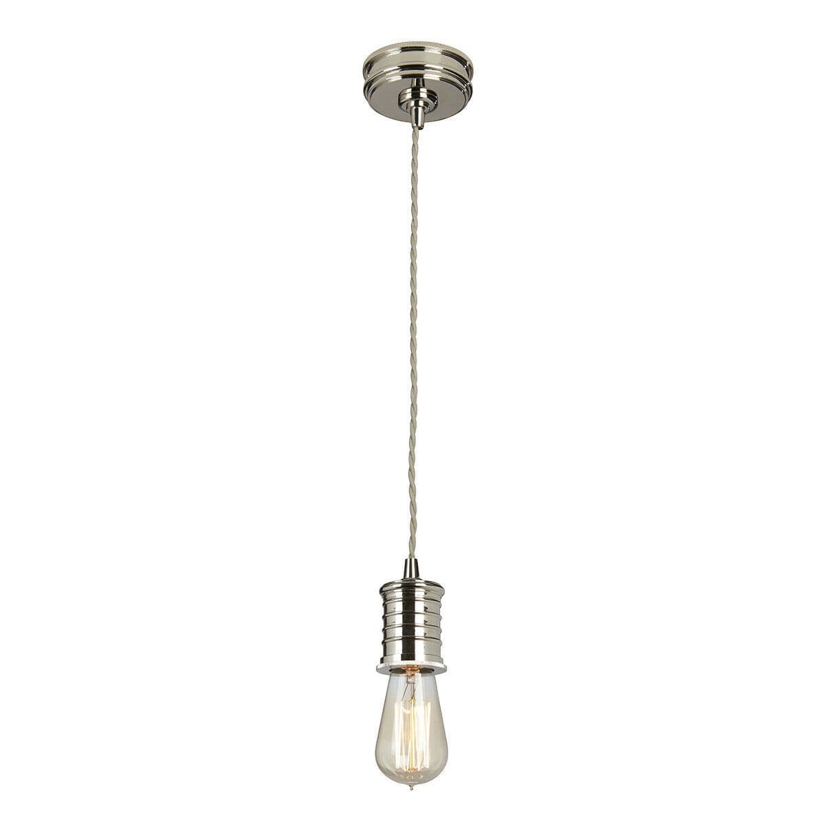 1 Bulb Ceiling Pendant Light Fitting Highly Polished Nickel LED E27 60W