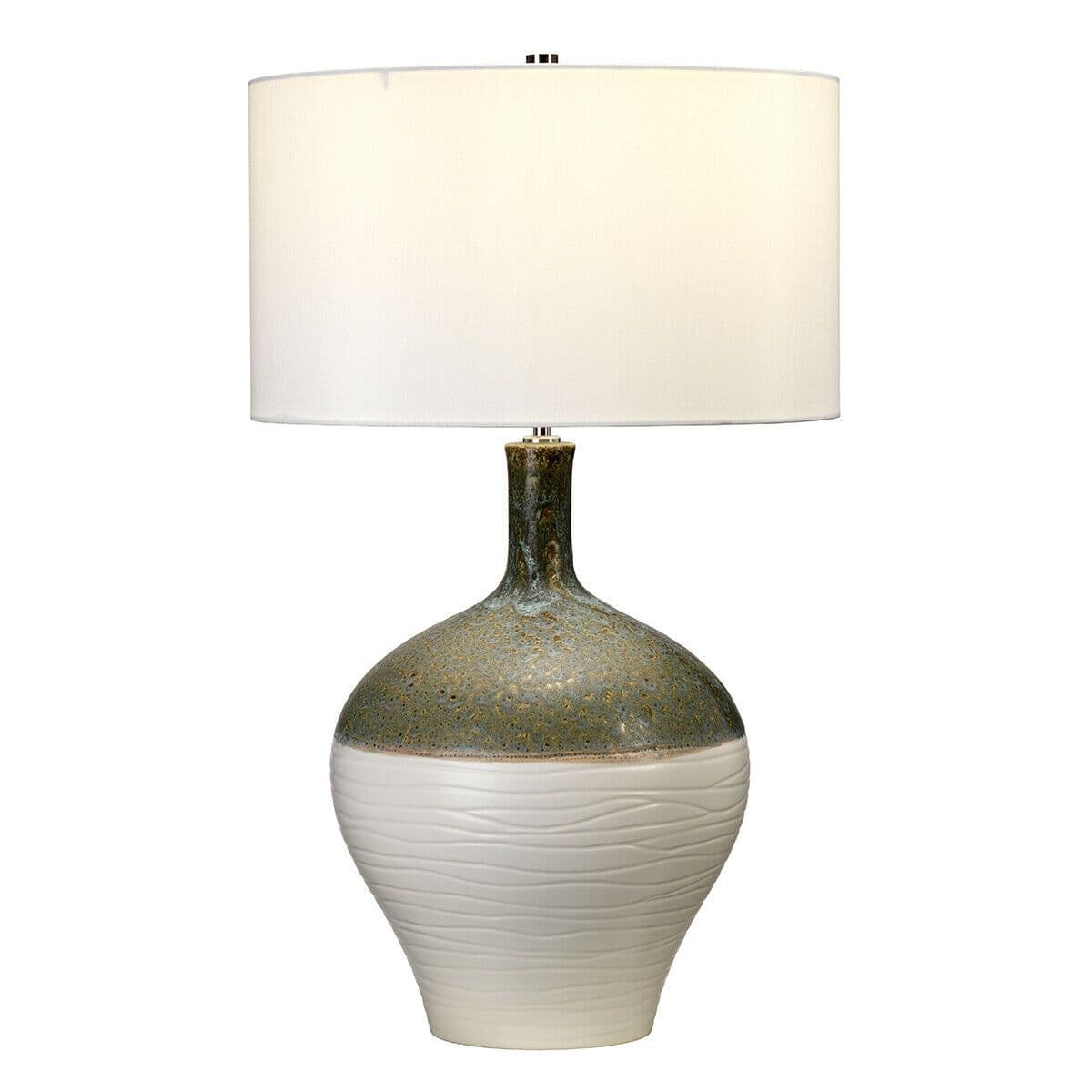 Table Lamp Cream Shade Turquoise Gold LED E27 60W Bulb