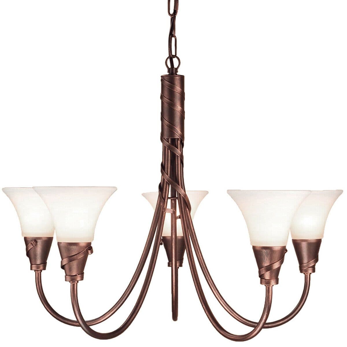 5 Bulb Chandelier Hanging Pendant LIght Copper Patina LED E14 60W Bulb