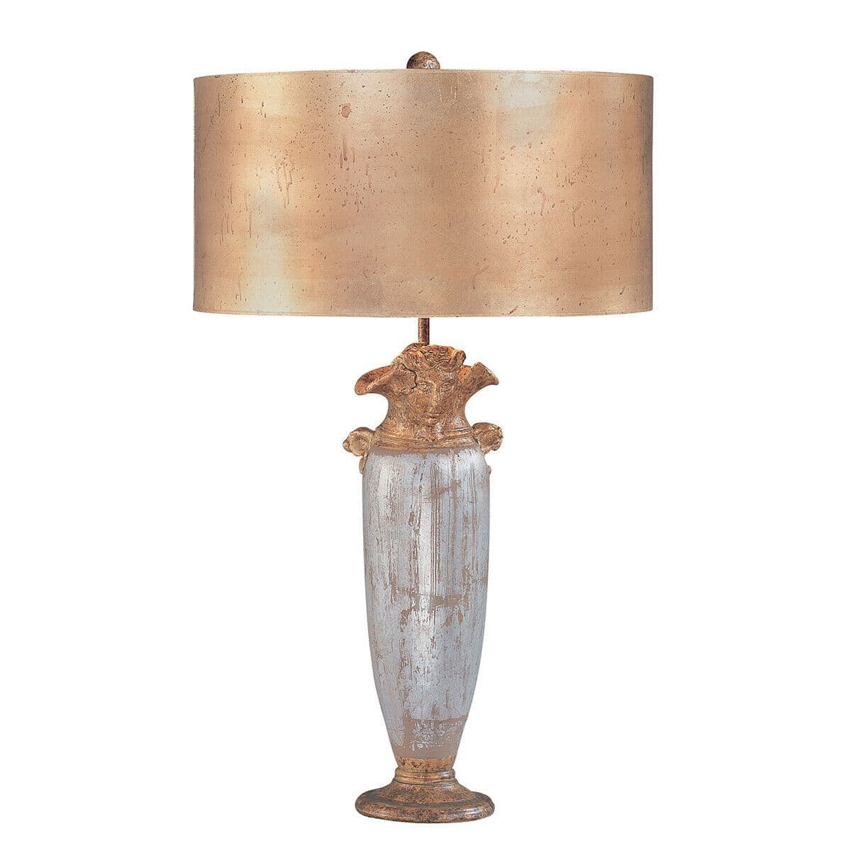 Table Lamp Gold Silver & Cylindrical Gilded Shade LED E27 100W
