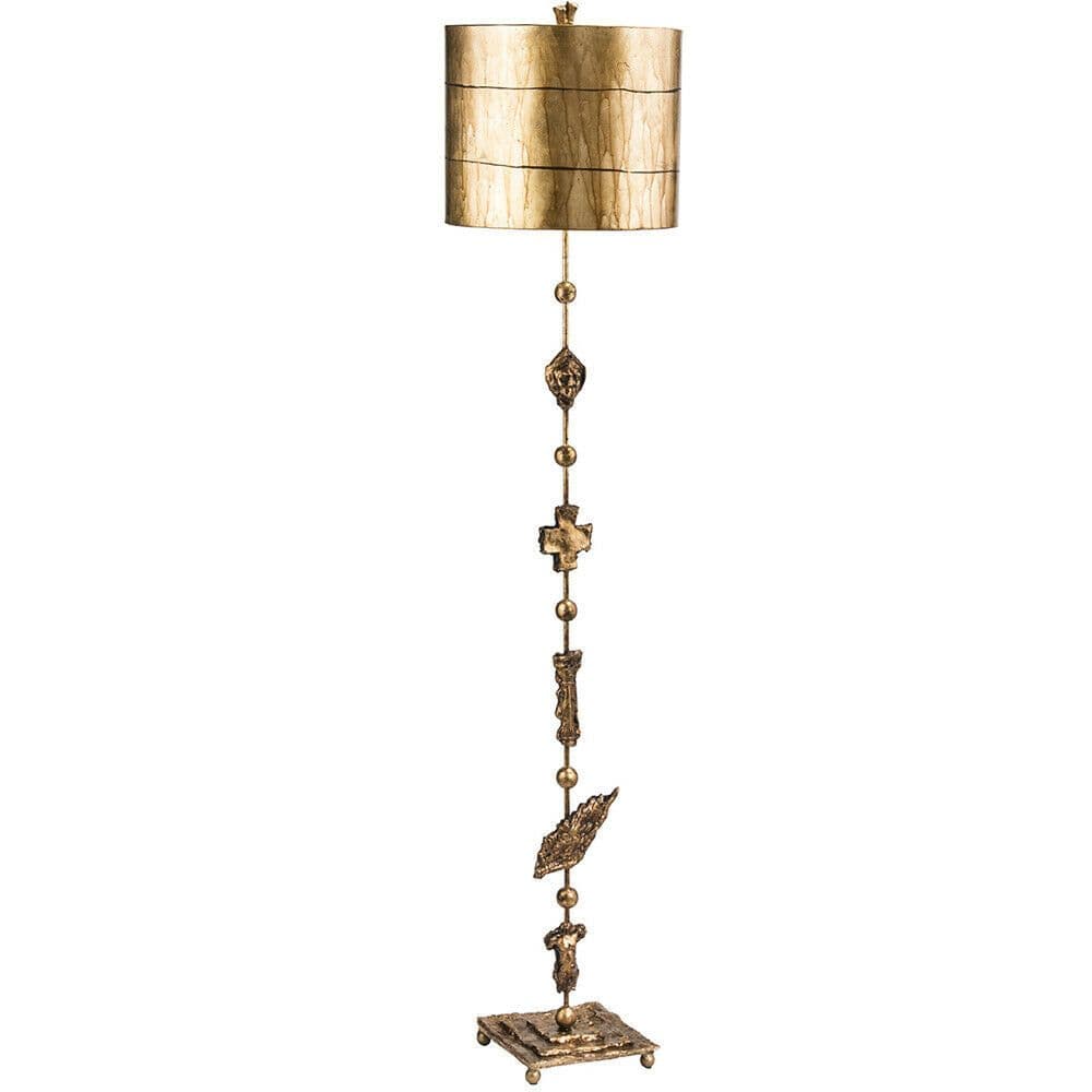 Floor Lamp Hand Painted Leaf Silhouettes Shade Inc Aged LED E27 100W
