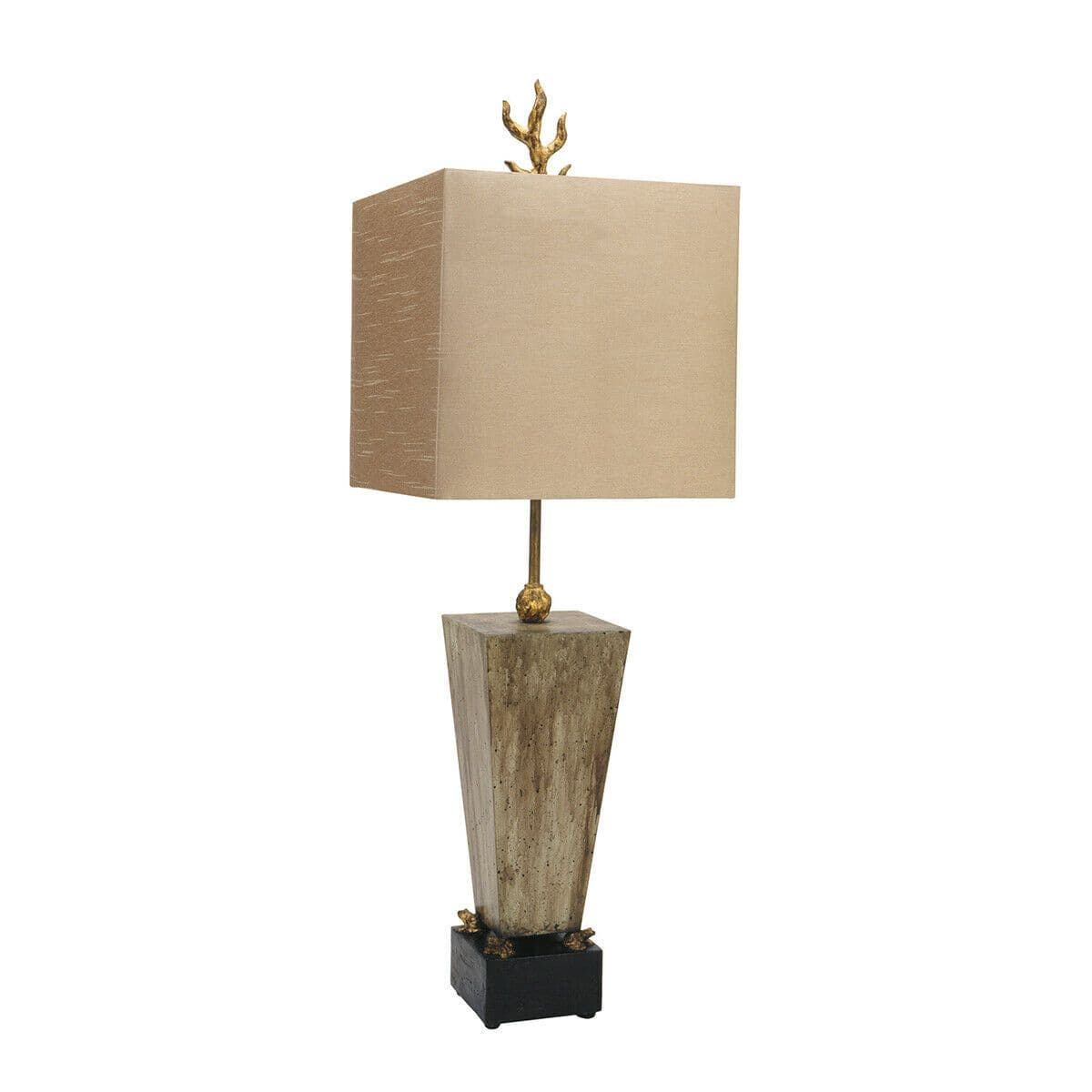 Table Lamp Gilded Frogs Light Faux Silk Shade Gold Leaf Finial LED E27 60W