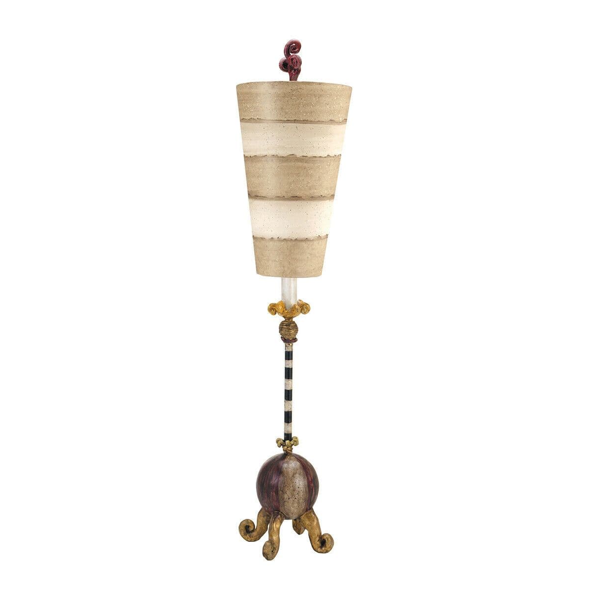 Table Lamp Gold Legs Red Tan Sphere Cream Stem. Inverted Shade LED E27 60W