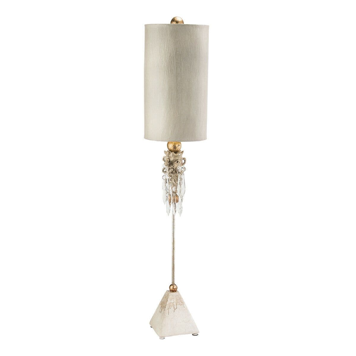 Table Lamp Pyramid Shape Sculpted Crystal Cluster. Putty Patina LED E27 60W