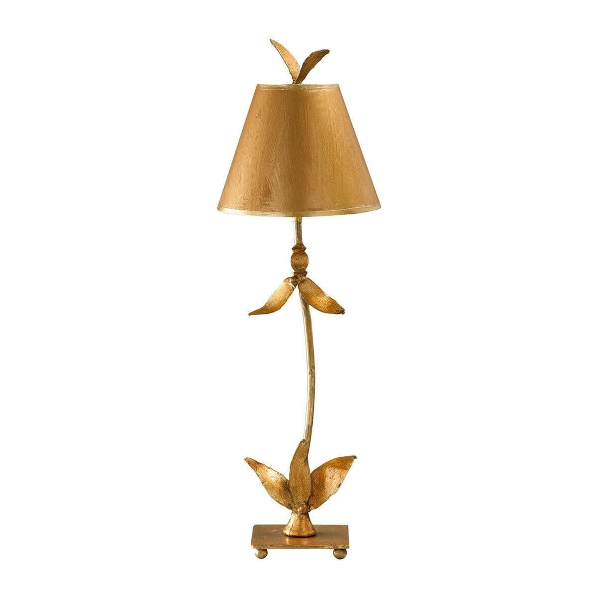 Table Lamp Silver Leaf Column Tapered Shade Finial Leaf LED E27 60W