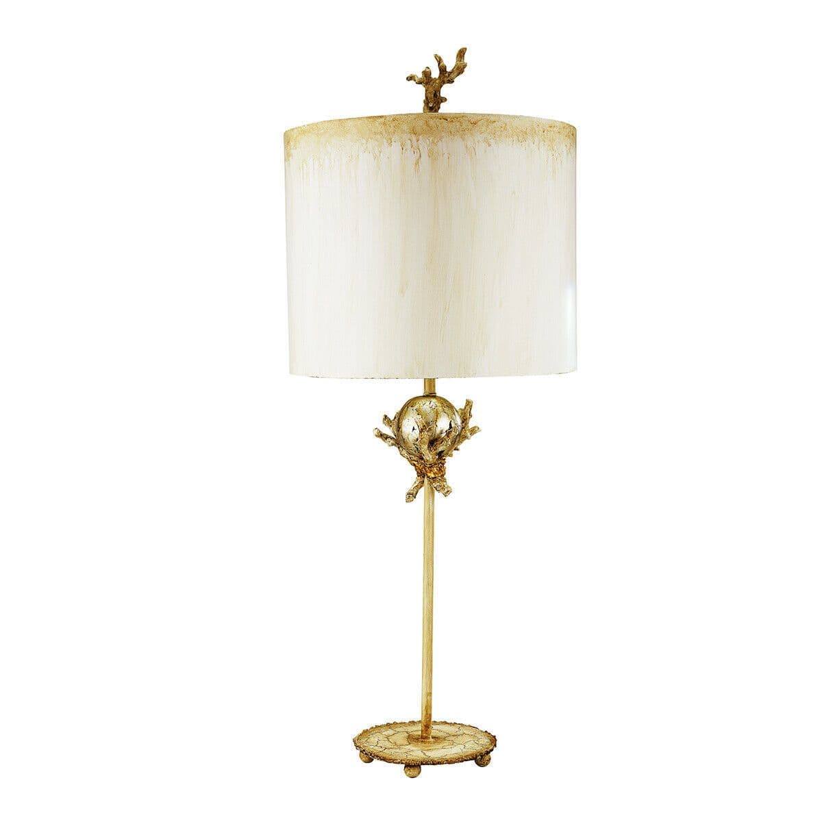 Table Lamp Putty Patina Base & Stem Leaf Orb Shade LED E27 60W