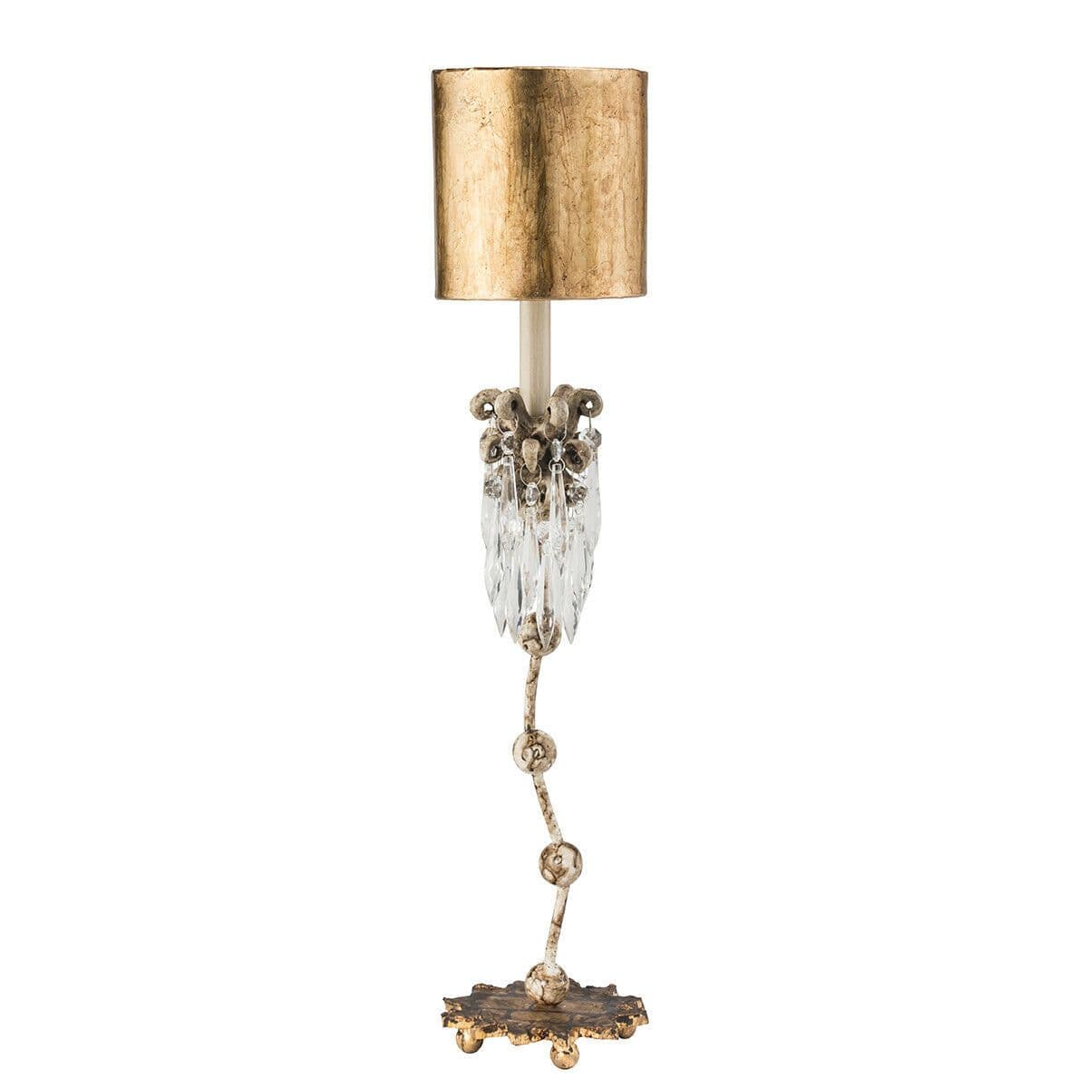 Table Lamp Cut Glass Crystals Gold Painted Shade Patina & Gold LED E14 60W