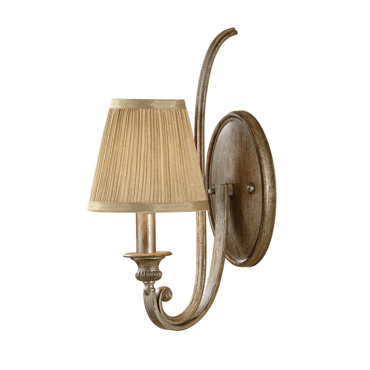 Wall Light Curved Design Gold Shade Mushroom Pleat Silver LED E14 60W
