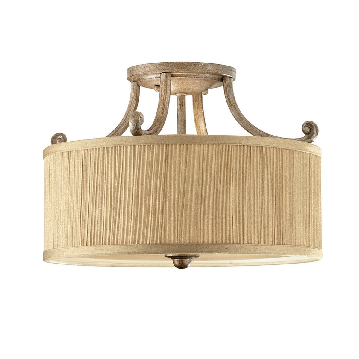 3 Bulb Semi Flush Light Shade Mushroom Pleat LED E27 100W Bulb