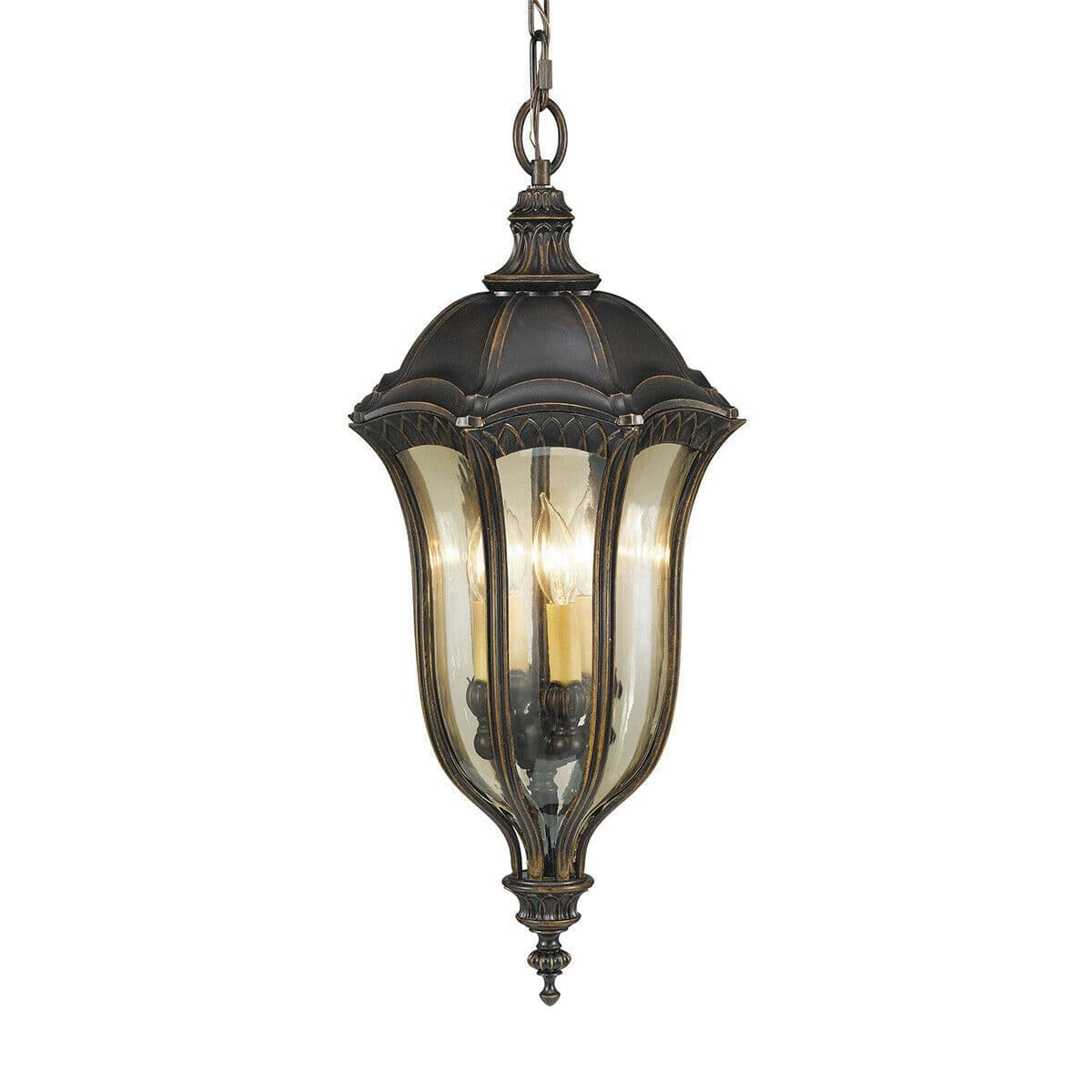 Outdoor IP44 4 Bulb Chain Lantern Walnut LED E14 60W Bulb Outside External