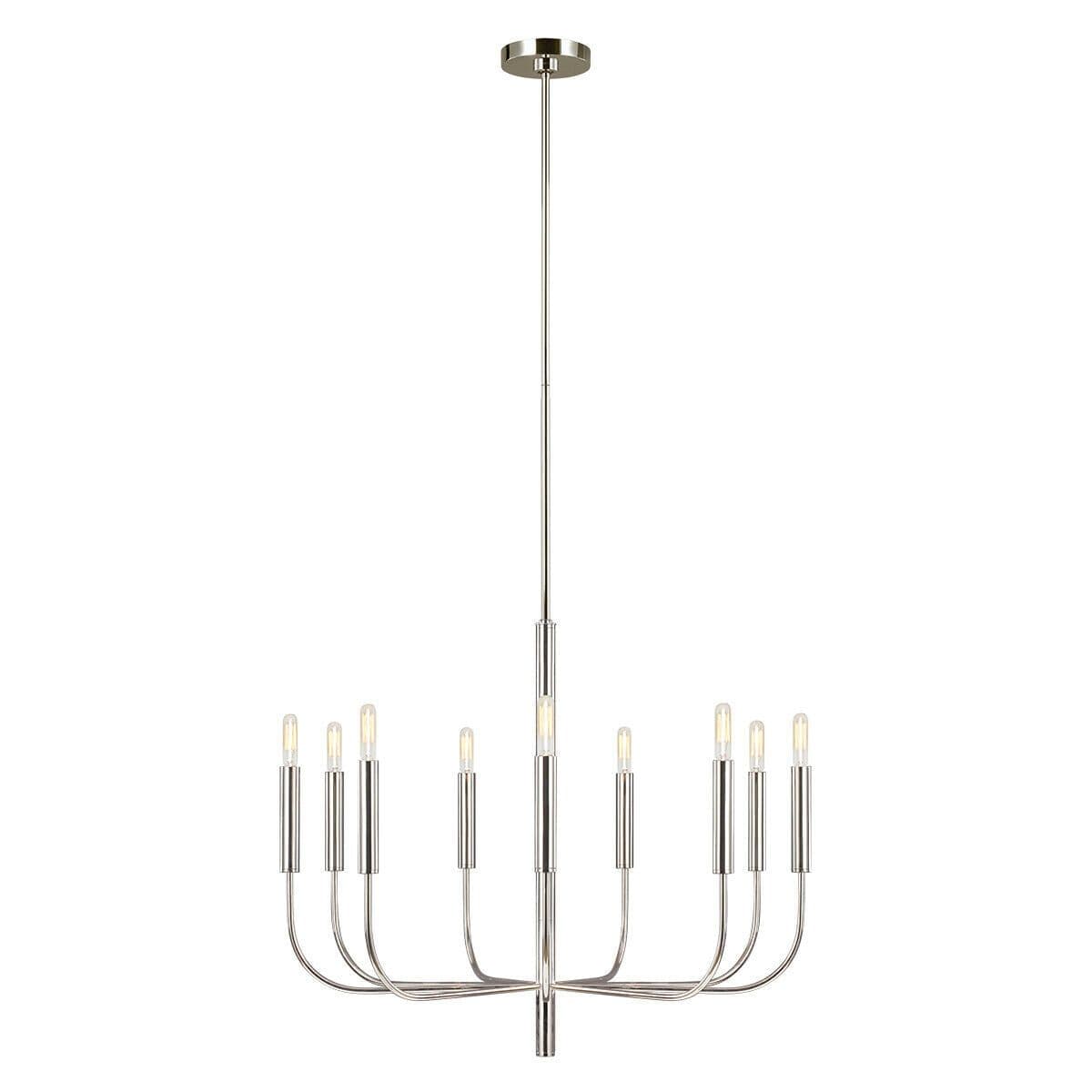 9 Bulb Chandelier LIght Highly Polished Nickel LED E14 60W