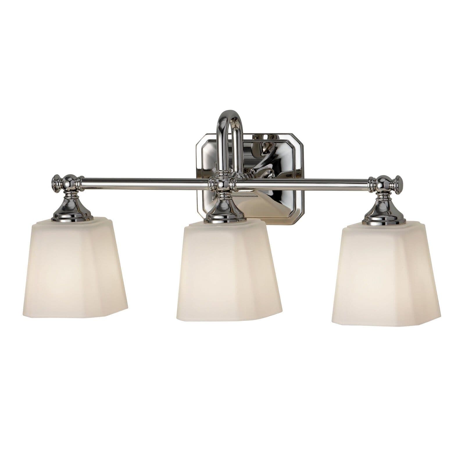 IP44 3 Bulb Wall Light Opal Etched Glass Shade Polished Chrome LED G9 3.5W