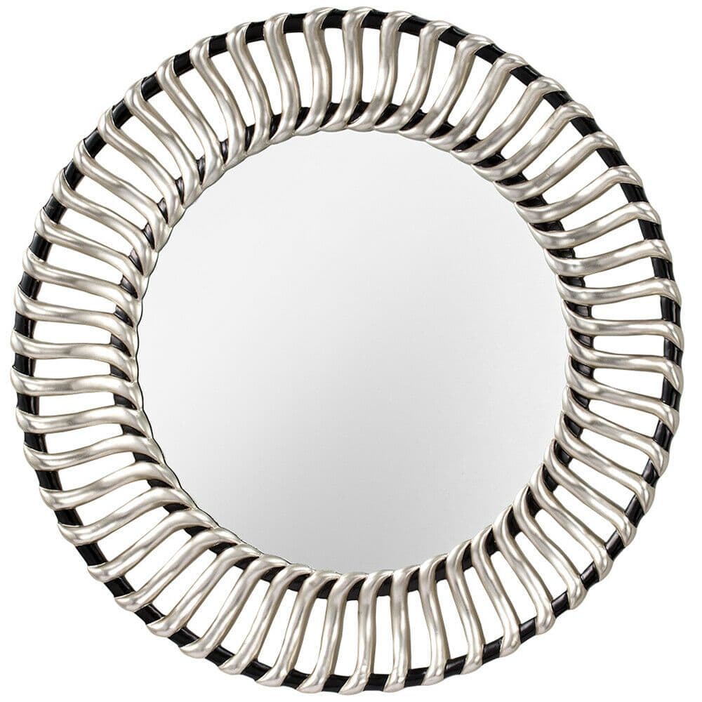 Mirror Large Contemporary Circular Frame Thick Silver Spokes Silver