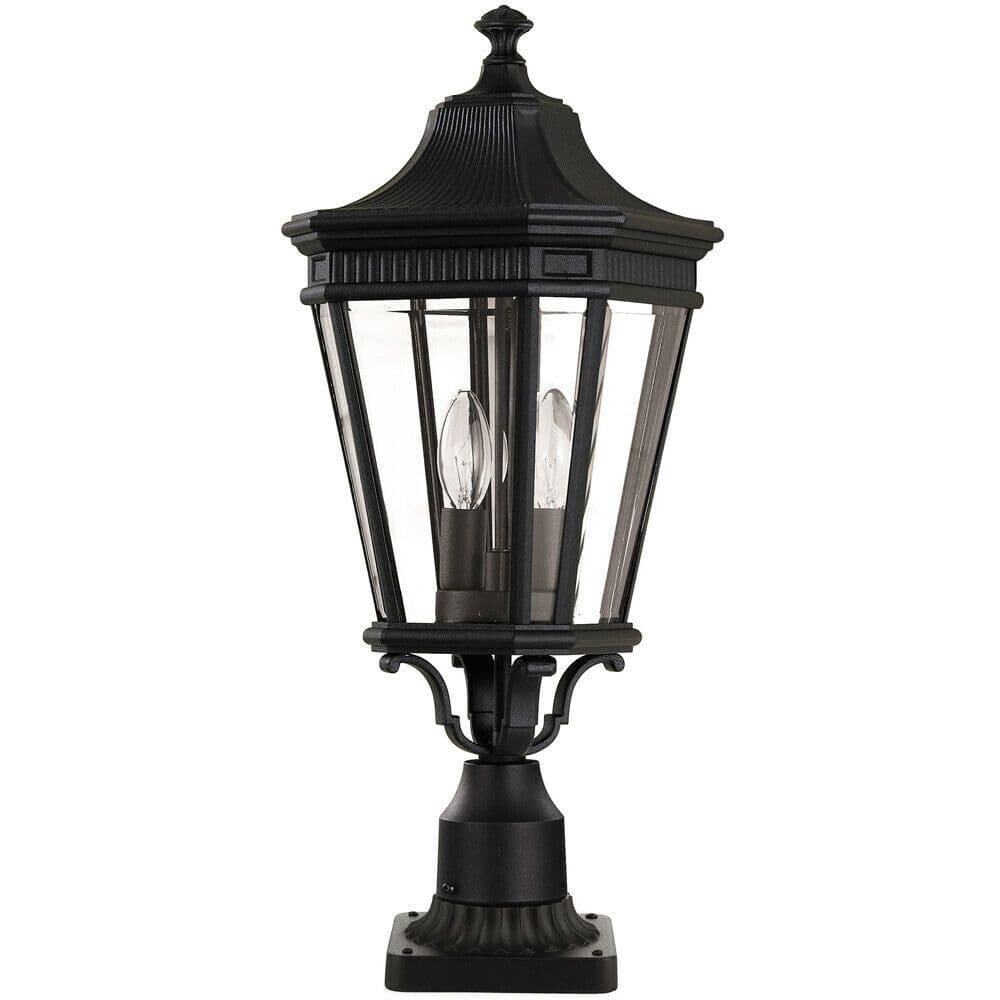 Outdoor IP44 2 Bulb Wall Ground Pedestal Black LED E14 60W