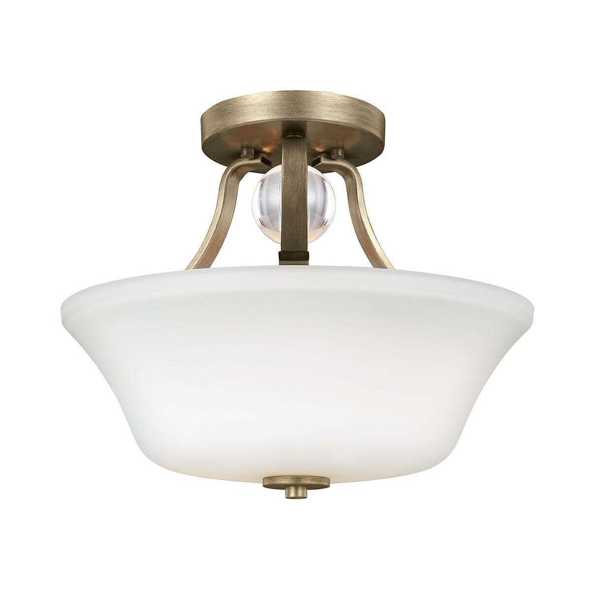 2 Bulb Semi Flush Light Blown Opal Etched glass Shade Spheres LED E27 60W