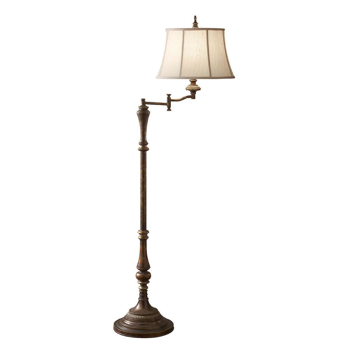 Floor Lamp Direction Moveable Swing Arm Desert Linen Fabric LED E27 60W