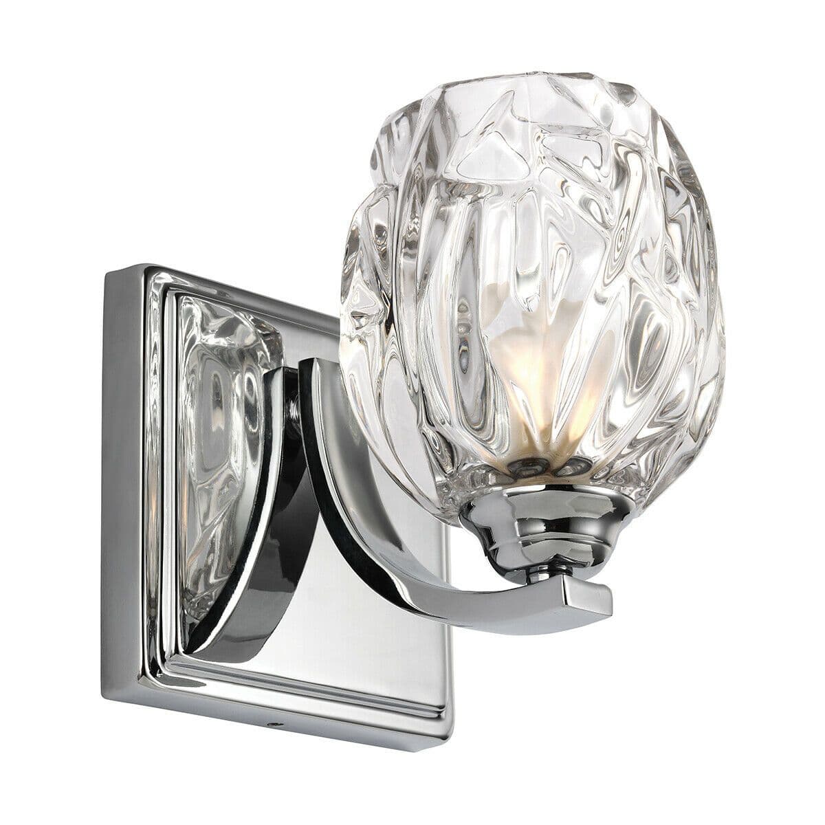 IP44 Wall Light Faceted Crystal Glass Shade Polished Chrome LED G9 3.5W