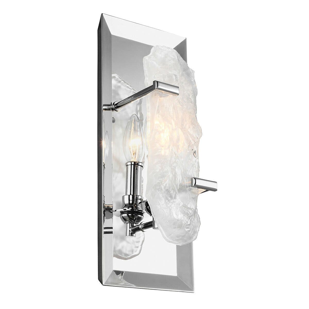 Wall Light Crystal Glass Held Chrome Arms Concealed Bulb Chrome LED E14 60W