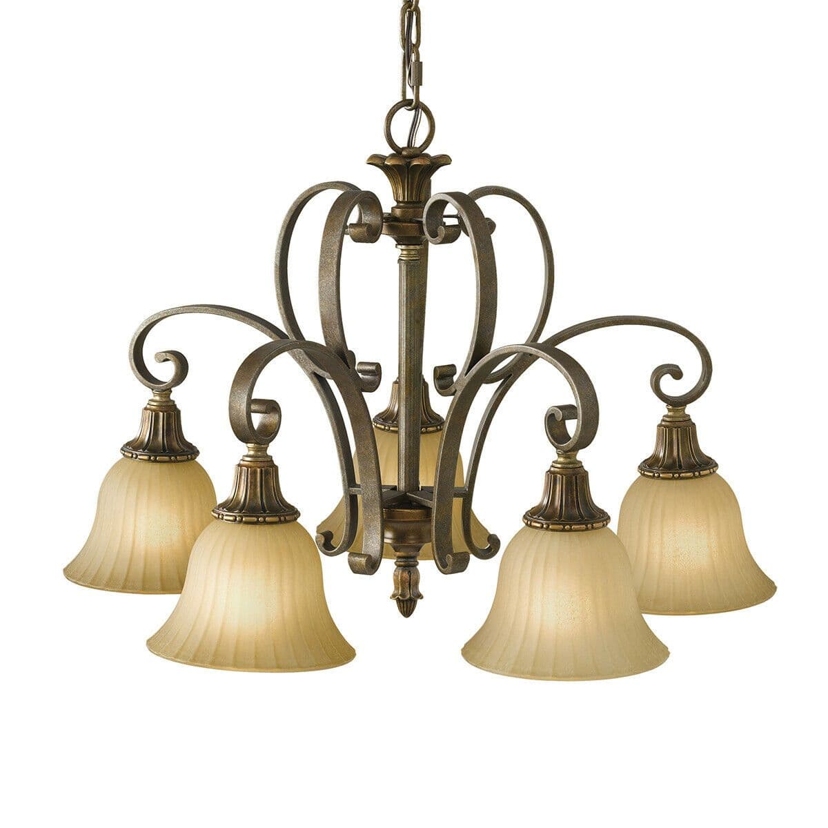 5 Bulb Chandelier LIght Firenze Gold British Bronze LED E14 60W