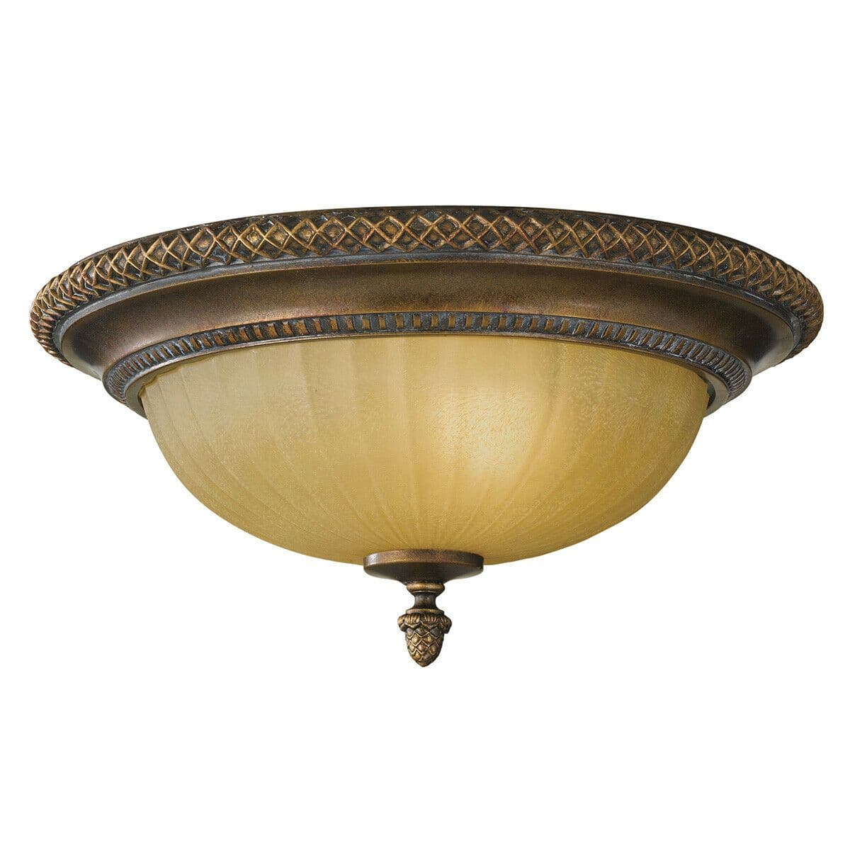2 Bulb Flush Light Low Ceiling Firenze British Bronze LED E27 60W Bulb