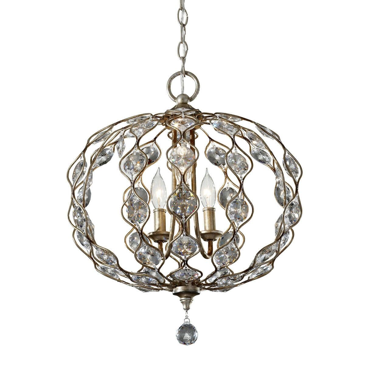 3 Bulb Chandelier Hanging Pendant LIght Burnished Silver LED E14 60W Bulb