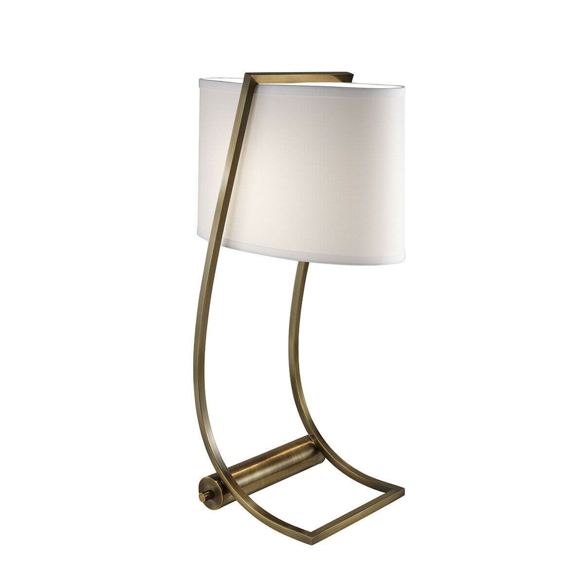 Table Lamp USB Port Base Cotton Fabric SHade Bali Brass LED E27 60W